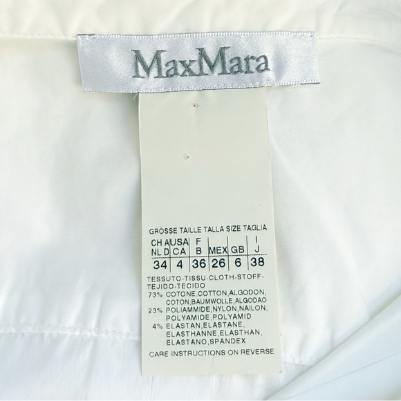 MAXMARA WHITE JABOT FRILL RUFFLE BUTTON UP COLLARED SHORT SLEEVE BLOUSE TOP - Picture 7 of 8